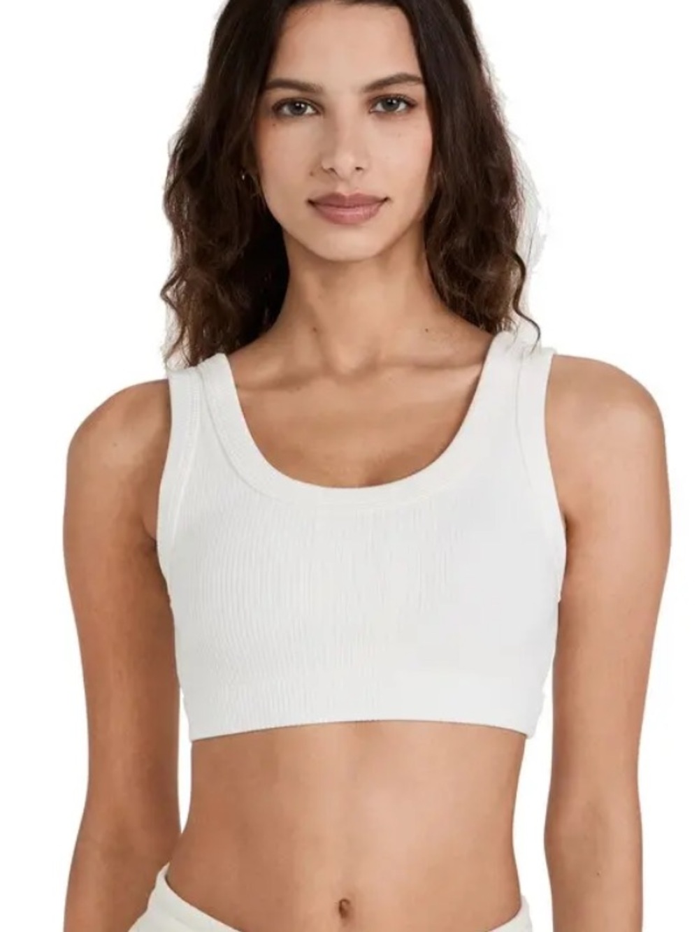 ALO Yoga White/Ivory Ribbed Wellness Bra Tank | S